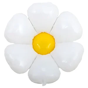 BALÃO METALIZADO FLOR MARGARIDA BRANCO 71X71CM