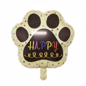 BALAO METALIZADO HAPPY PATA 45,5X49 CM (FLUTUA) C/1 UN – AMARELO