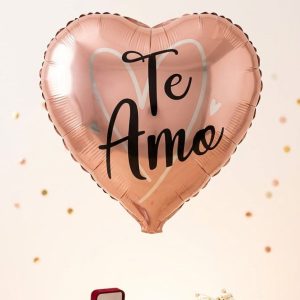 BALAO METALIZADO TE AMO 17POL C/1 UN OURO ROSE